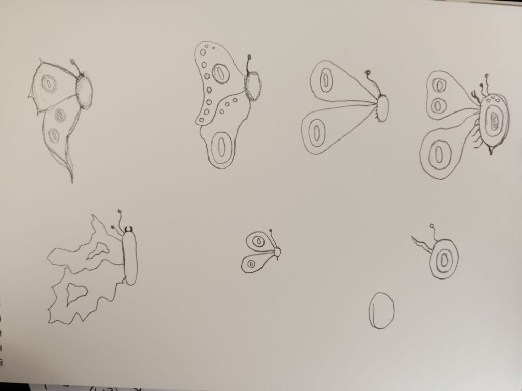 sketches of fantasy butterflies pencil on paper.